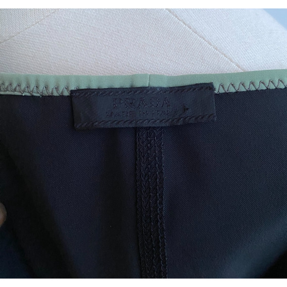 Prada Shift Dress Black with Green Trim Knee Length Women’s Italian 48 US 12 - Picture 9 of 10